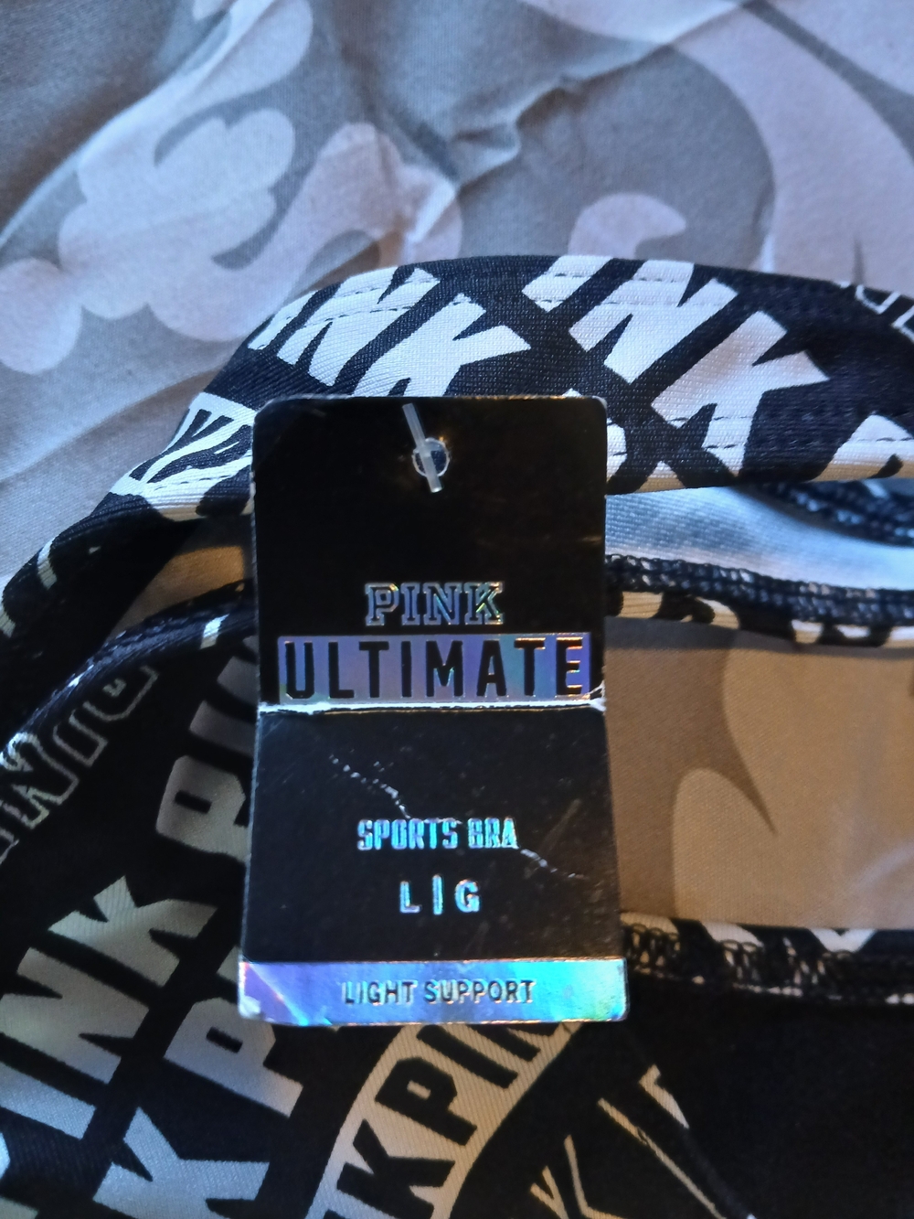 PINK Victoria's Secret Black & White Logo Ultimate Sports Bra